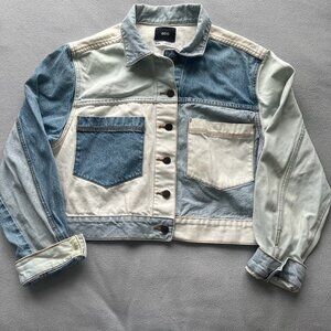 BDG Urban Outfitters Patchwork Jean Jacket Womens Medium Colorblock Cropped Boho